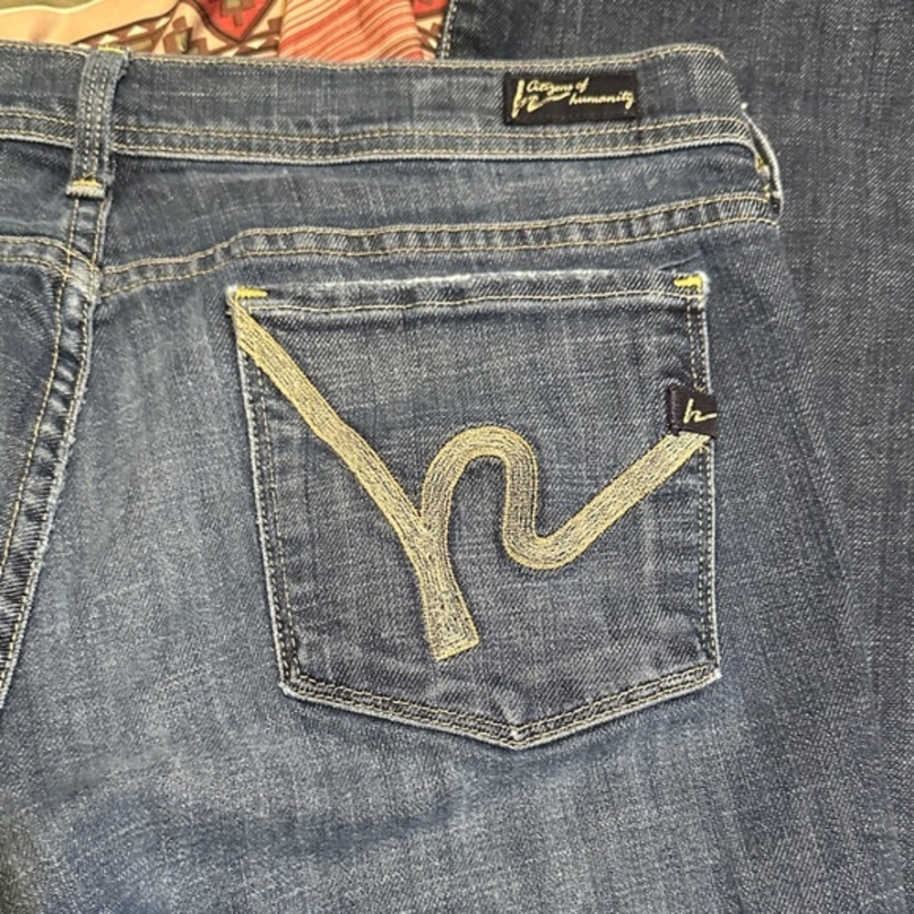 766.  Citizens Of Humanity Blue low waist flare Leg Jeans